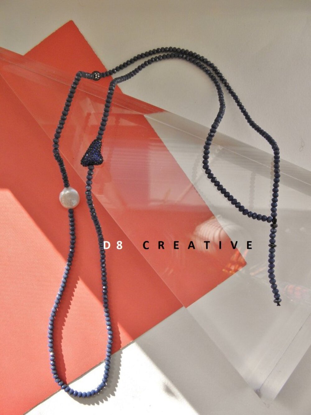 Crystal beads with freshwater pearl and Shamballa beads necklace